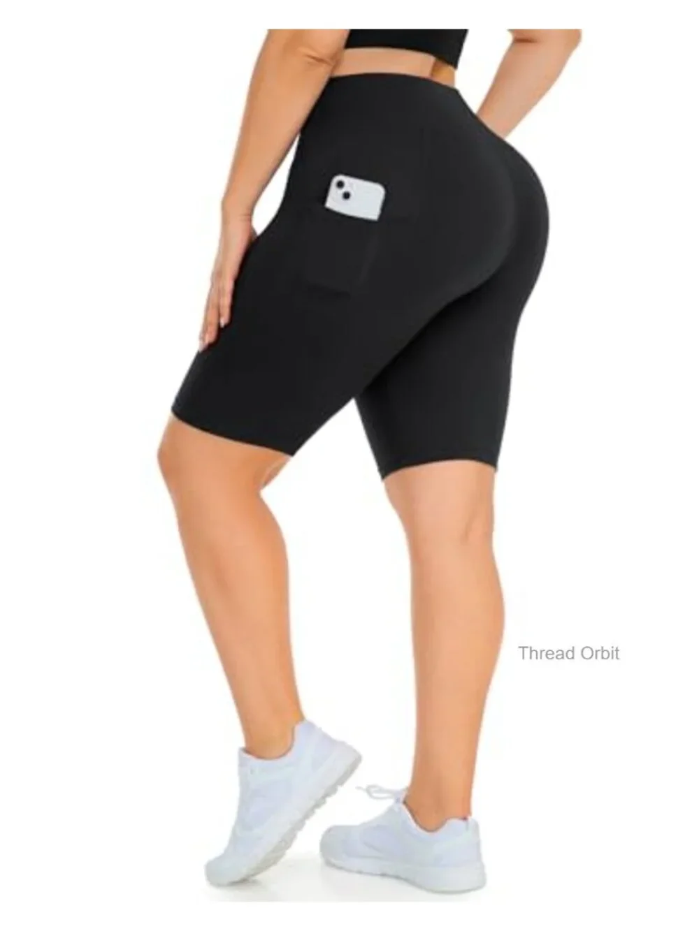 Plus Size High Waisted Biker Shorts with Pockets for Women, Tummy Control,